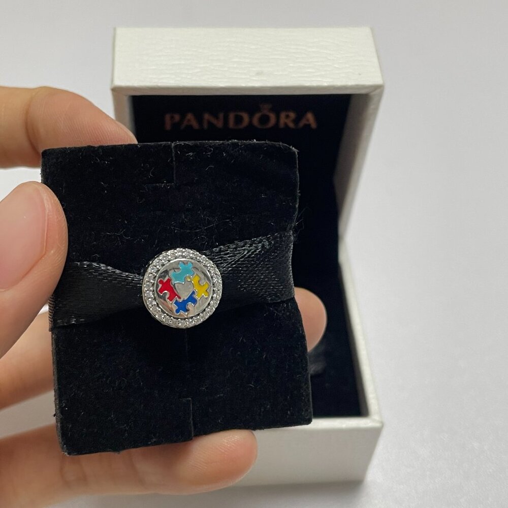 Pandora Autism Awareness Puzzle Dangle Pendant Charm S925 ALE